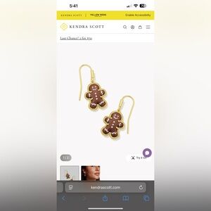 Kendra Scott Festive Gingerbread Earrings with Gold Trim